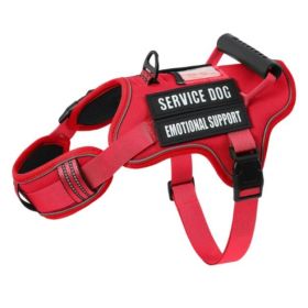 Tactical Service Dog With Control Handle Anti-Pull Adjustable Reflective Pet Vest Harness Easy Walking Training (Option: Red-S)